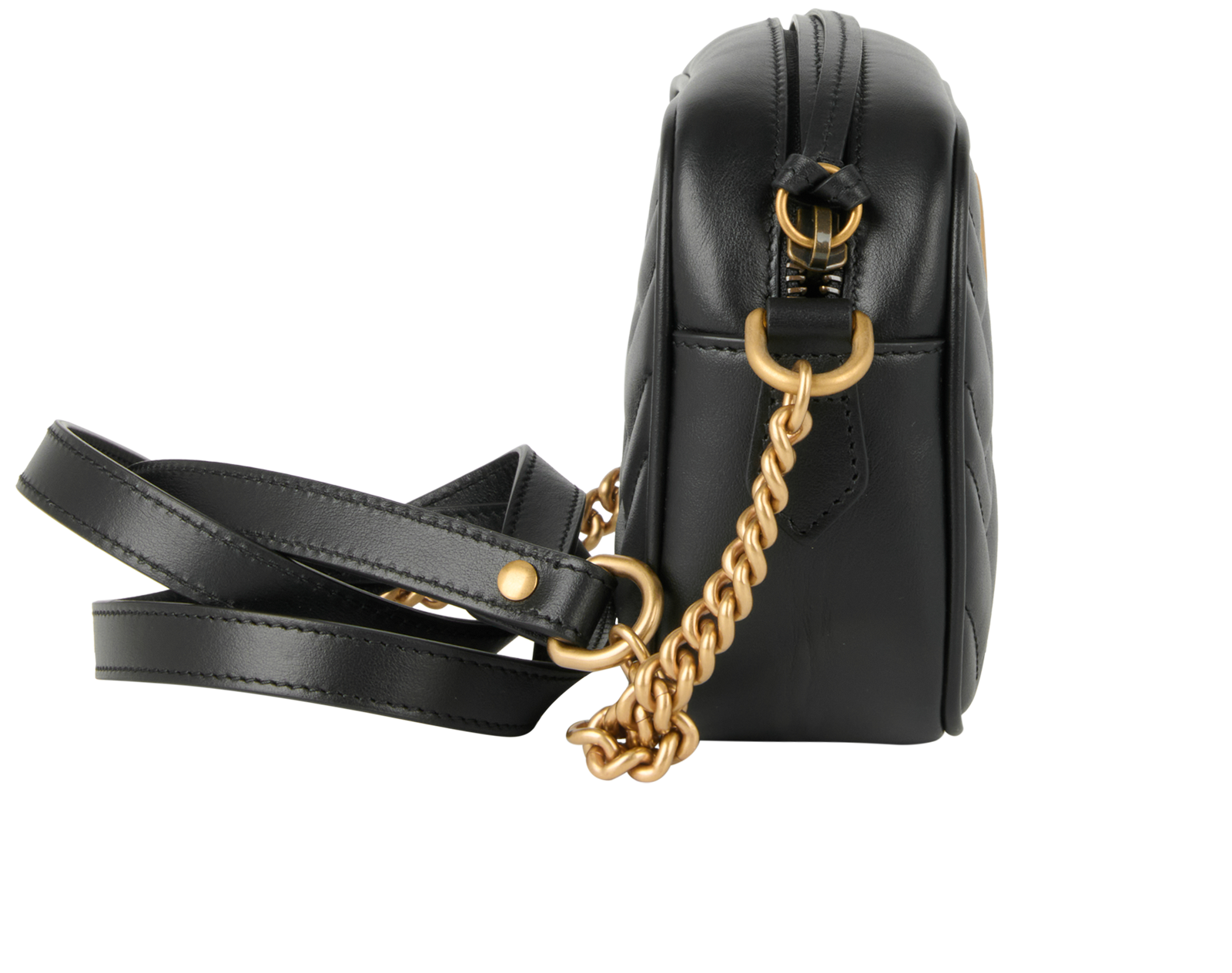 Marmont Camera Bag, &pound;850, Handbags, Black, Leather, Side view